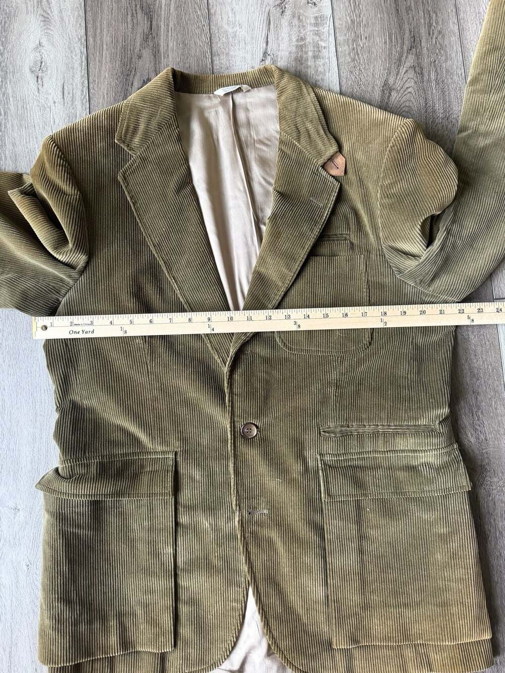 Orvis Vintage Olive Green Corduroy Sport Coat Blazer with Suede Elbow Patches - Picture 7 of 9